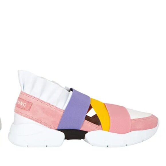 Emilio Puccii Sneakers City Up Trainer Shoes Ruffle Mesh Suede Colorblock 37 - Picture 2 of 12